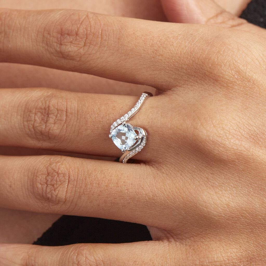Bague Maria-serena Or Blanc Topaze Et Oxyde De Zirconium