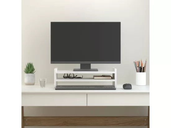 Support de moniteur Blanc 50x27x15 cm Bois de pin solide
