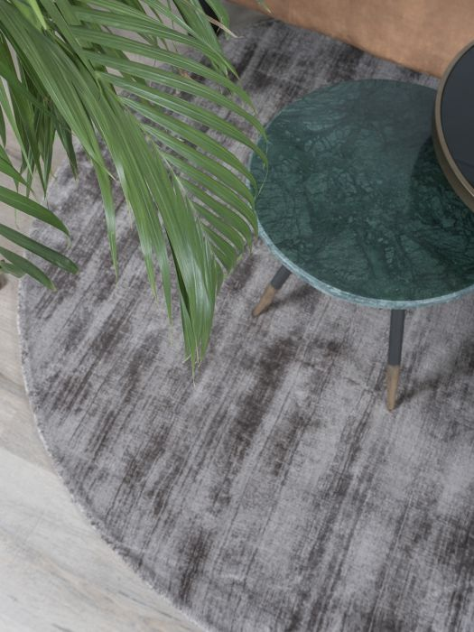 Vloerkleed Viscose - Dark Grey Rond ø200 cm