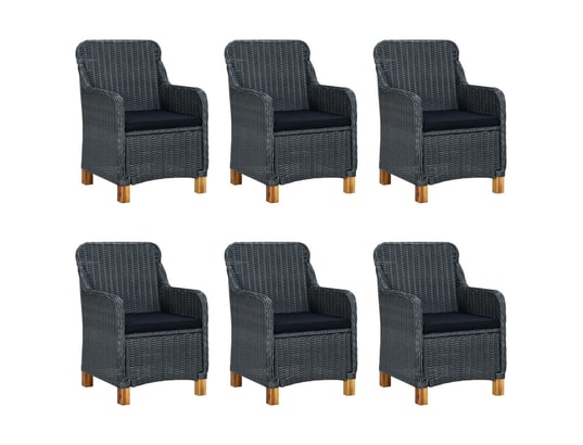 LES TENDANCES - Ensemble table et chaises de jardin-gris-6 places-300471