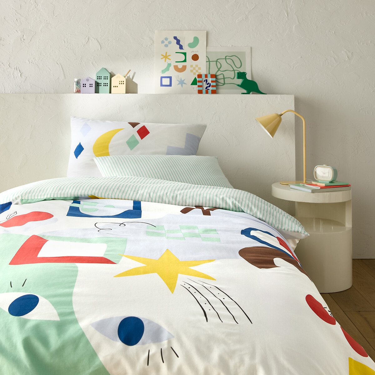 LA REDOUTE INTERIEURS<br>Conjunto de cama 50% algodão reciclado, fronha retangular.Olias