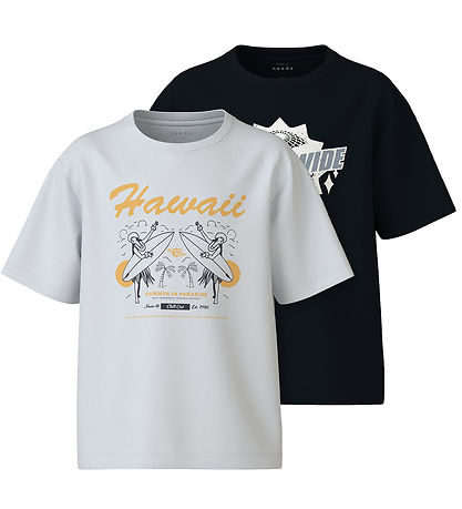 Name It T-Shirt - NkmVilogo - 2er-Pack - Black/Bright White