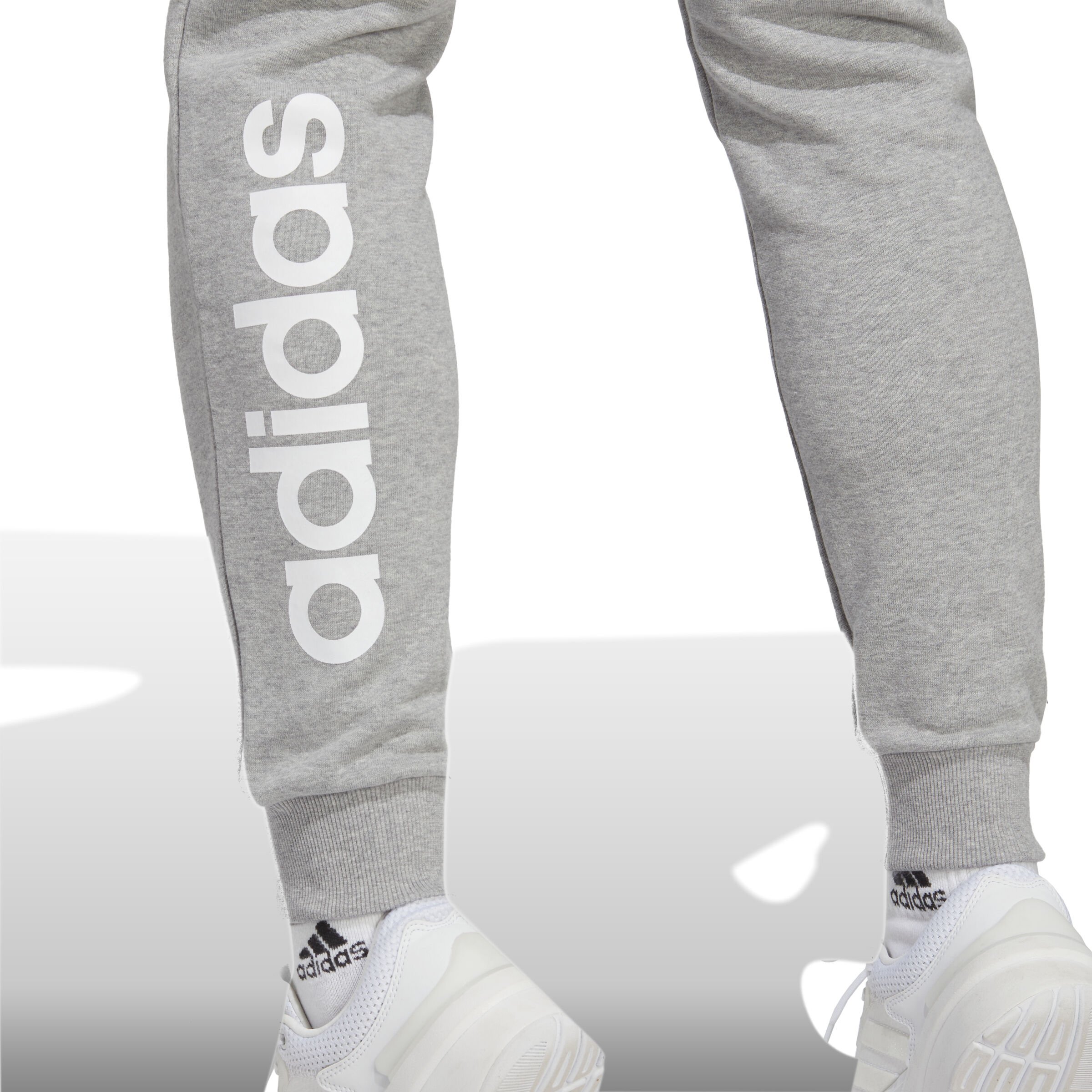 adidas Essentials Linear French Terry Cuffed Pantalon Survêtement Femmes - Gris Clair , Blanc