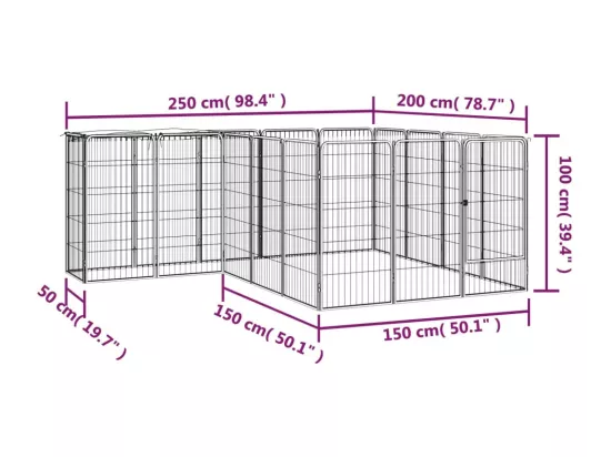 Parc pour chien 18 noire 250 x 200 x 100 cm 02_0043613