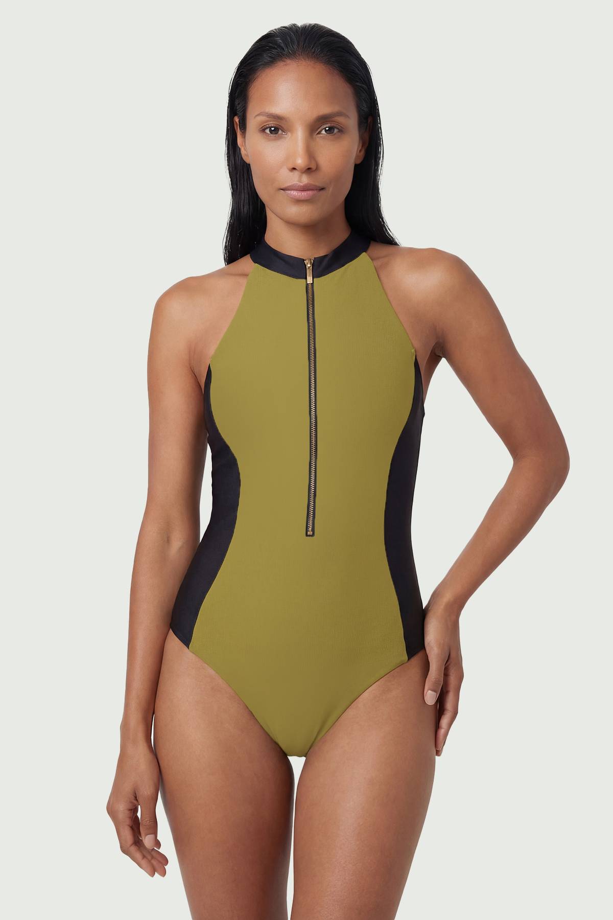 KarenMillen Maillot De Bain Dos Nageur Avec Fermeture Éclair Dorée