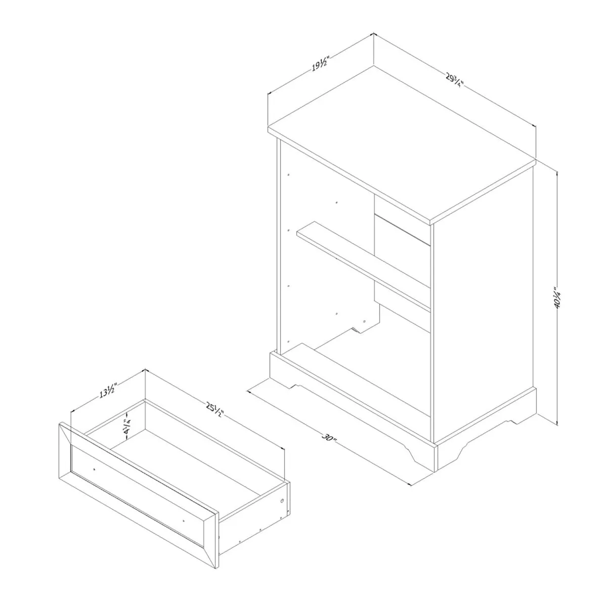 South Shore Commode 4 Tiroirs - Hazen Pin blanc