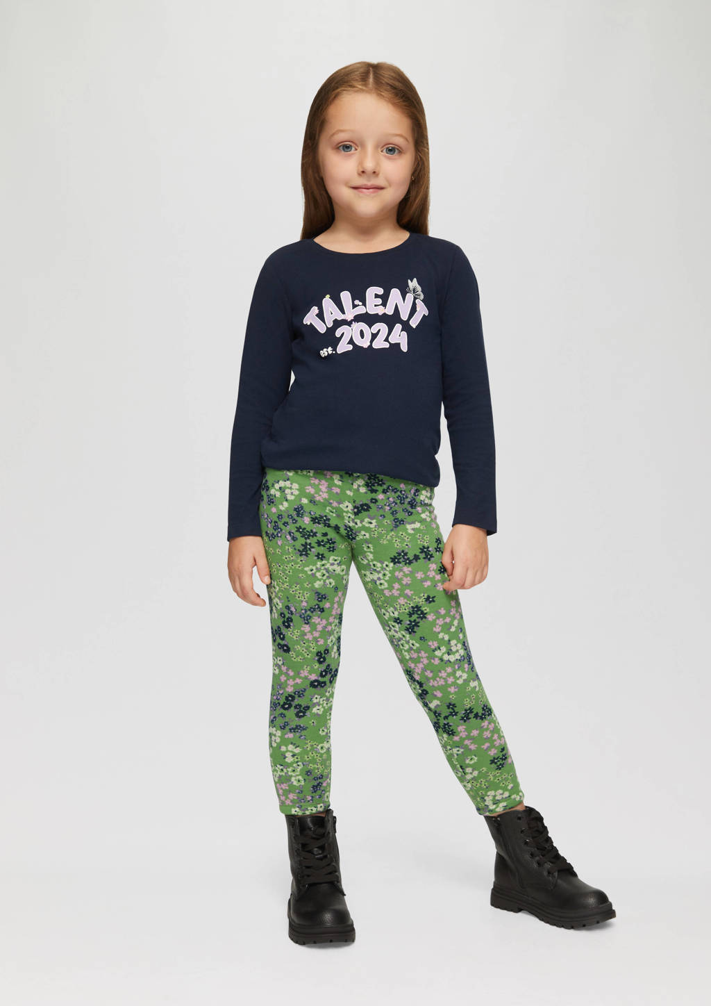 s.Oliver gebloemde broek groen/roze/beige