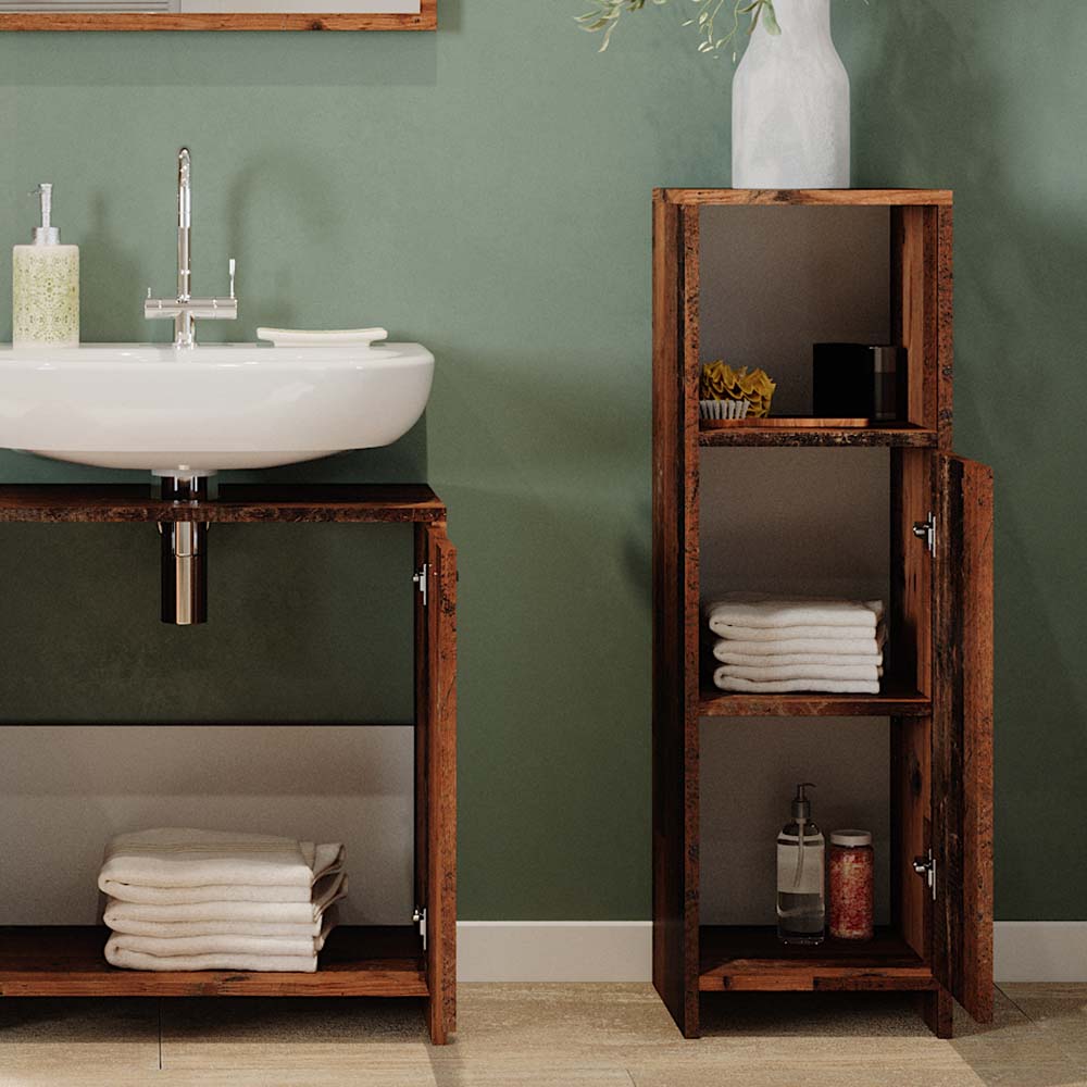 Vicco Badmöbelset Kiko Old Style modern Badezimmerschrank Badschrank Badezimmermöbel Waschtischunterschrank Badspiegel Midischrank Schranktür Schrankfach Schrankregal