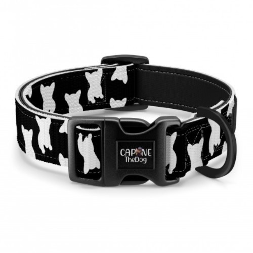 Coleira ajustável CaponeTheDog para cães da raça Bulldog Francês com estampa.
