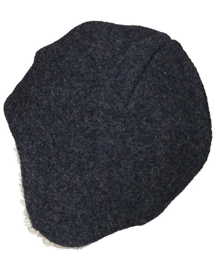 Woll-Mütze JONAS FLEECE mit Plüschfutter in marine/natur