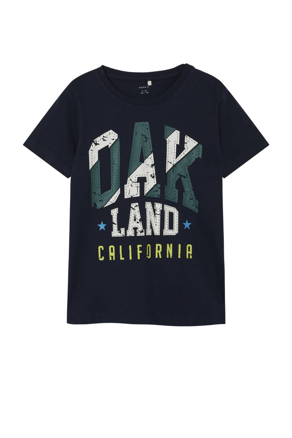 NAME IT T-shirt NMMBERTE met printopdruk donkerblauw/groen/wit