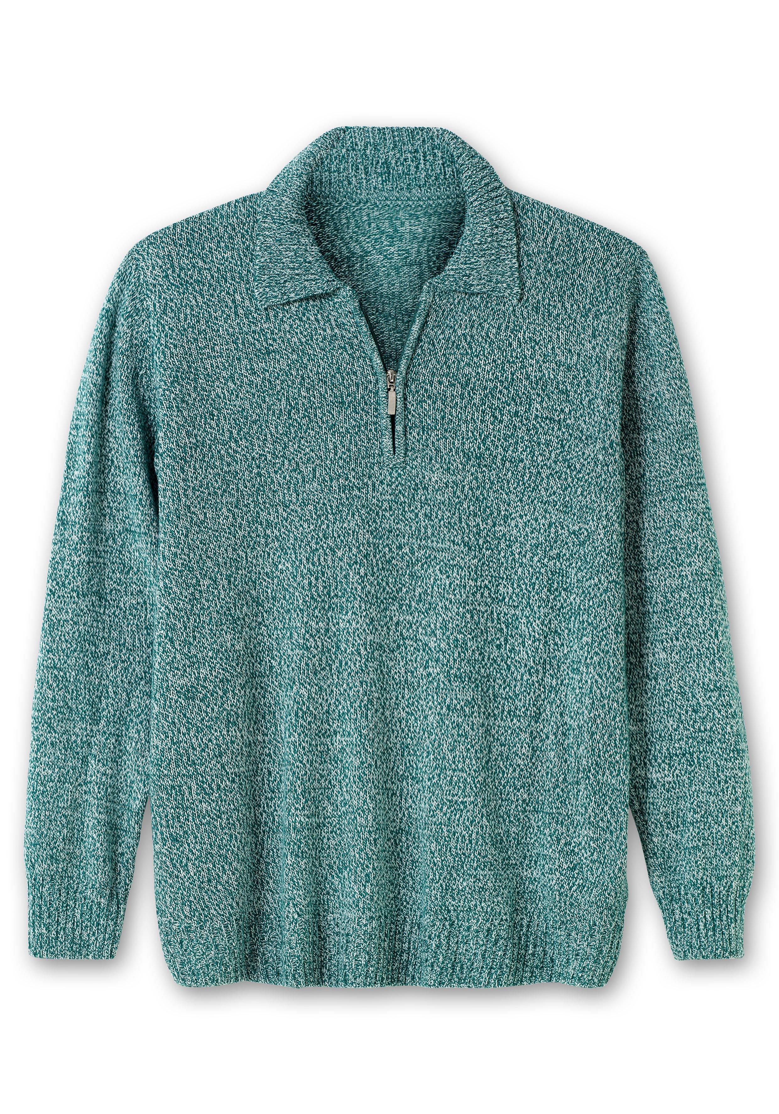 Pullover mit Polokragen, in melierter Optik