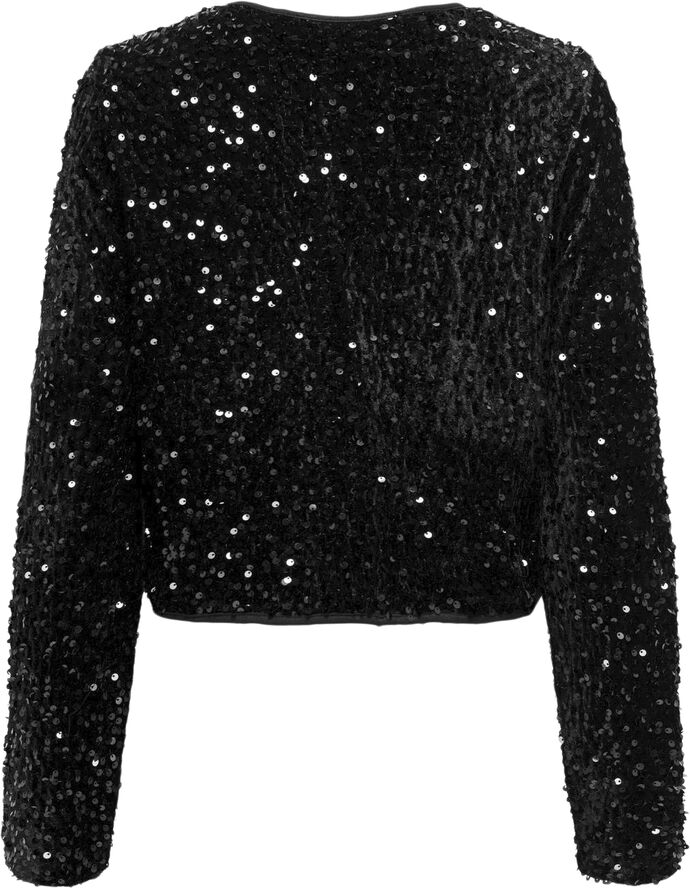 ONLY ONLANIKA SEQUINS LS BOW TOP WVN Blå