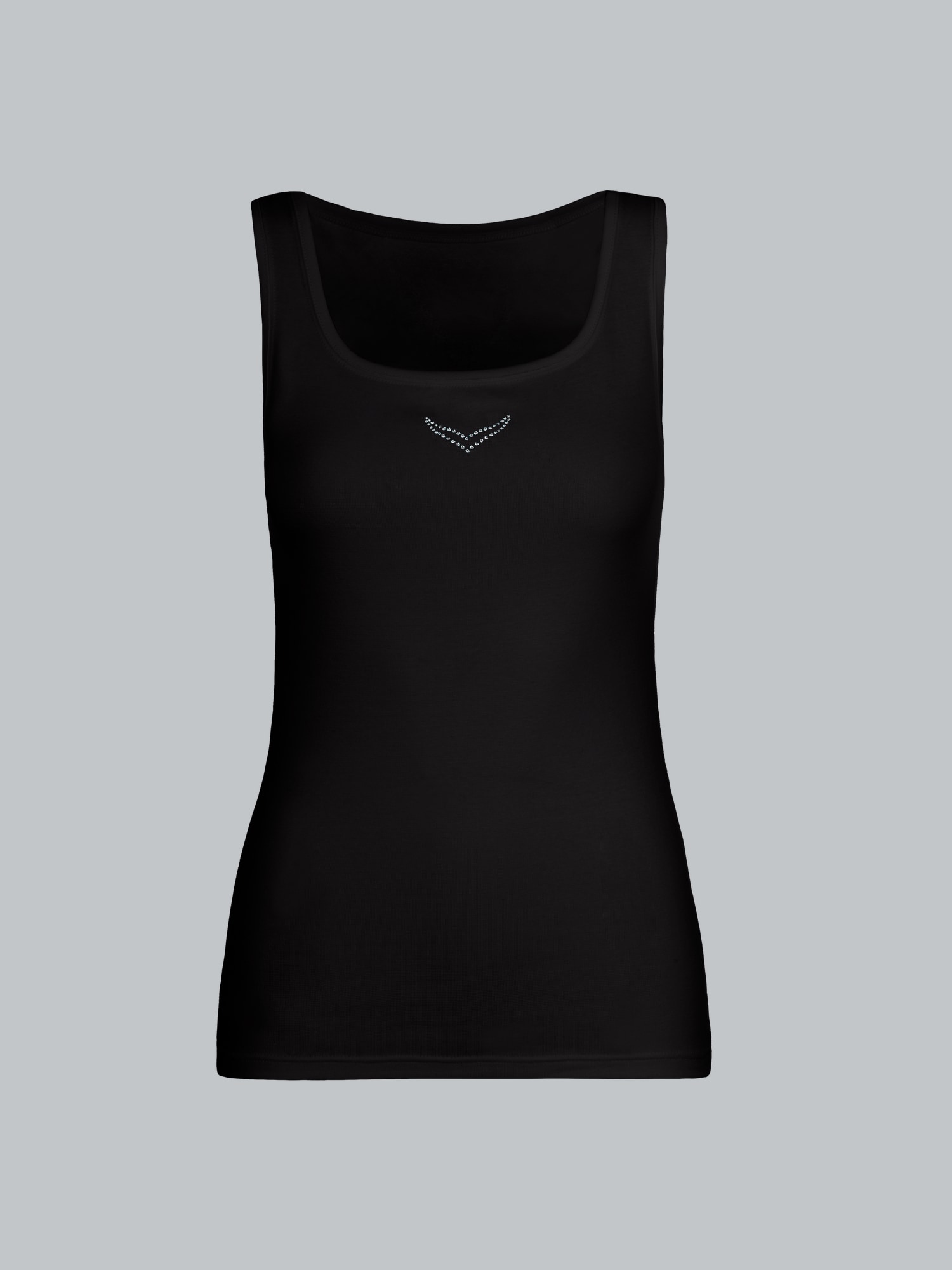 Trägershirt mit Kristallsteinen Schwarz