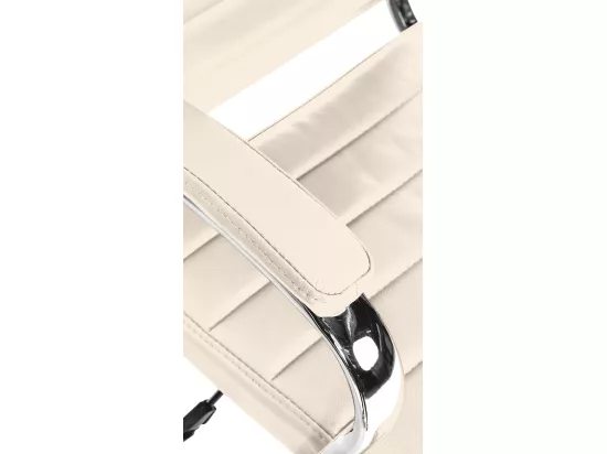 Chaise de bureau - Véritable cuir & Blanc - Crème - Mollis