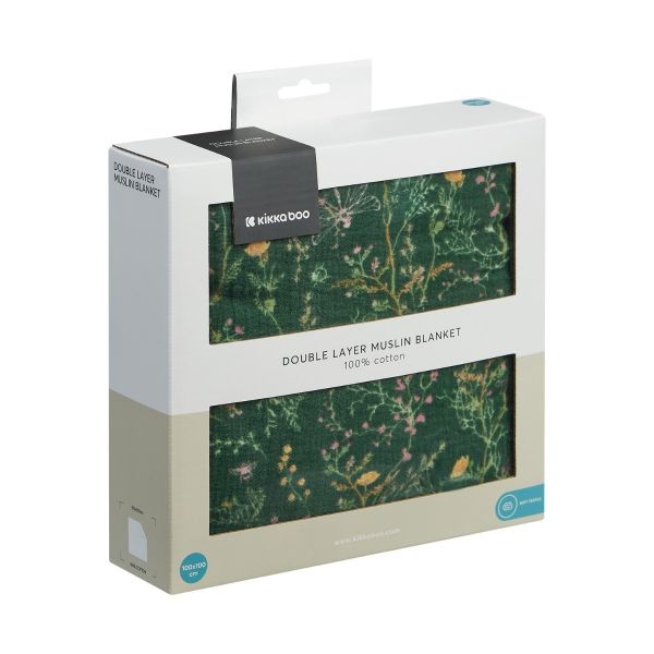 Kikkaboo Manta Dupla de Musselina 100x100 cm Secret Garden Green