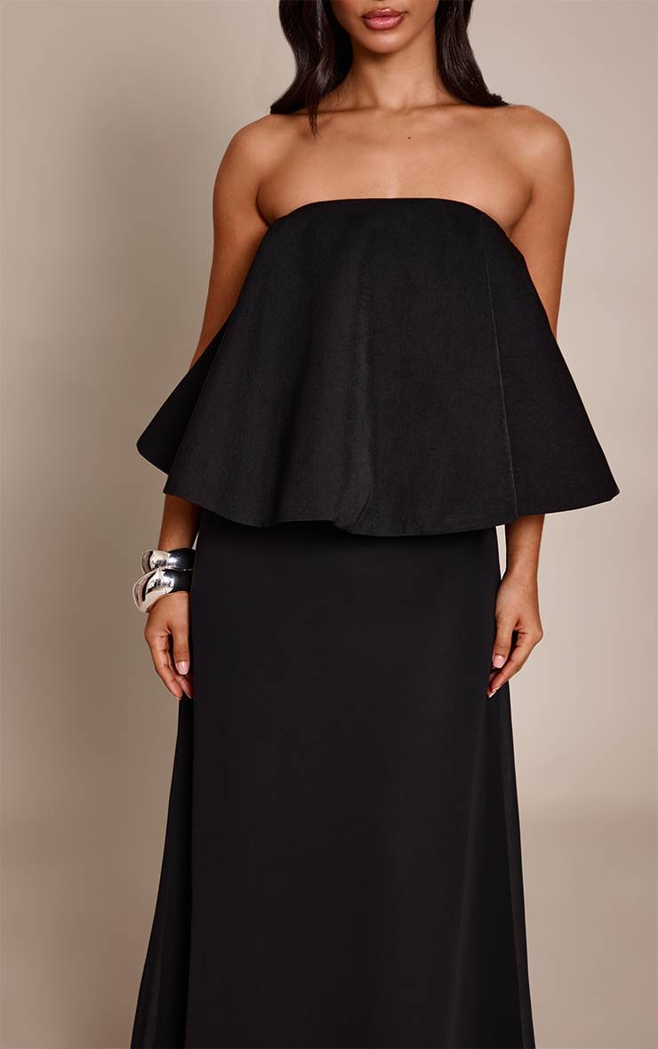 Noir Robe Maxi Bandeau À Détail Volant Petite