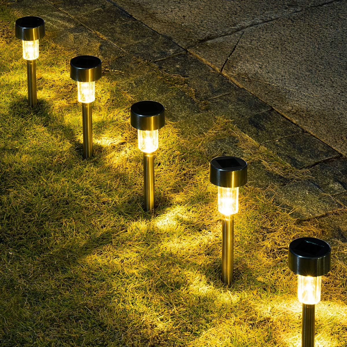 (Ø4.5x29.5cm) Edelstahl LED Solar Lampe Outdoor Gartenleuchte Wegbeleuchtung IP44 - Warmweiss