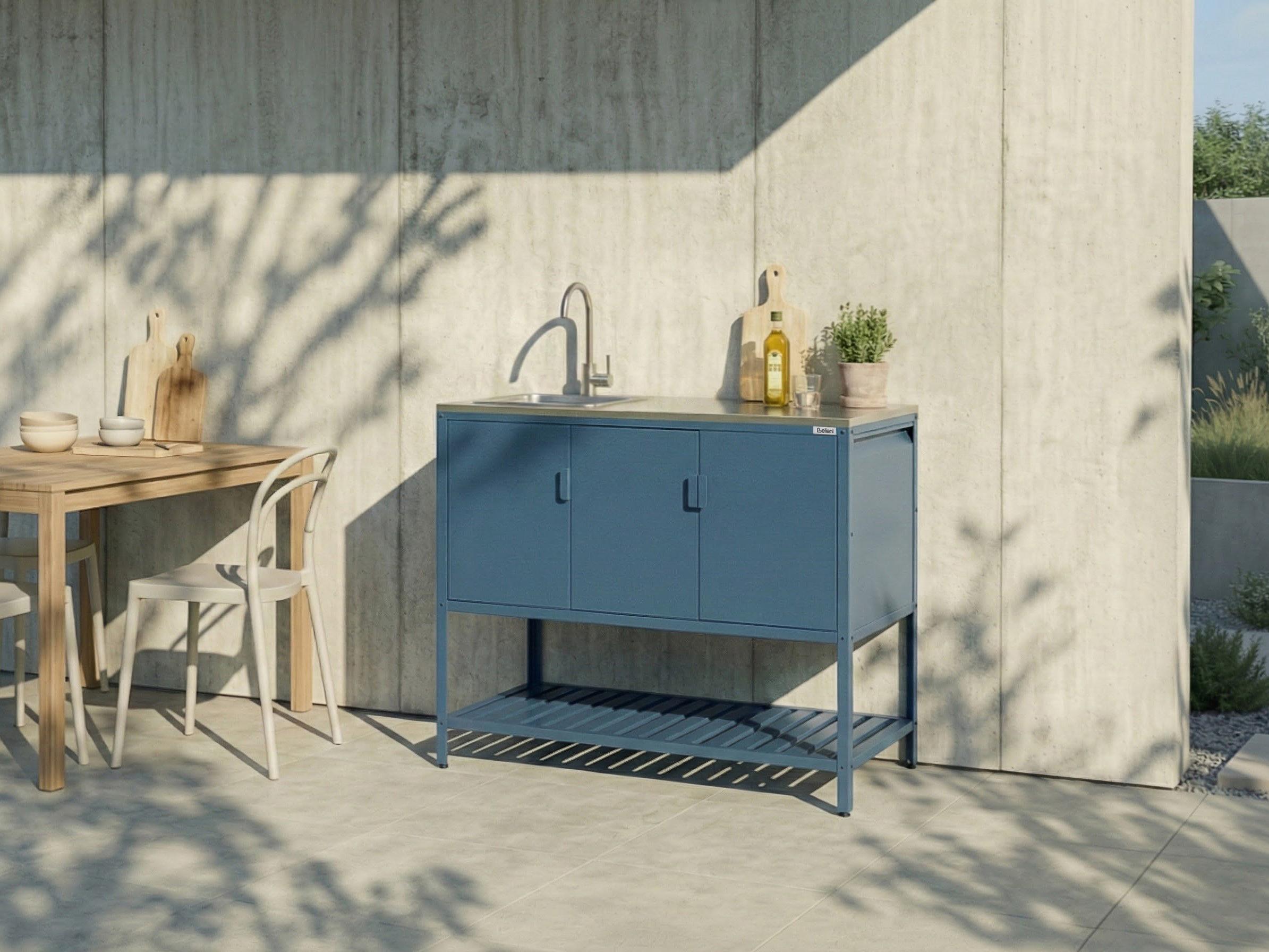 Tuin keukenset 2-delig met spoelbak MAENZA Metaal Blauw