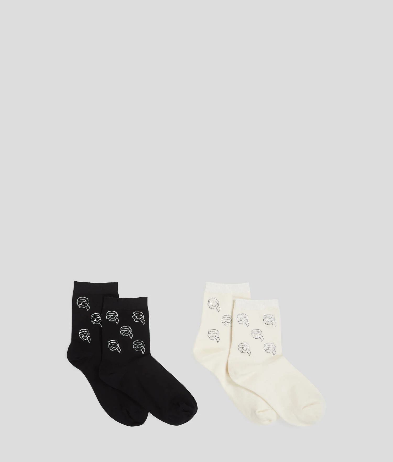 CHAUSSETTES À STRASS IKON – LOT DE 2 - Noir/Crème