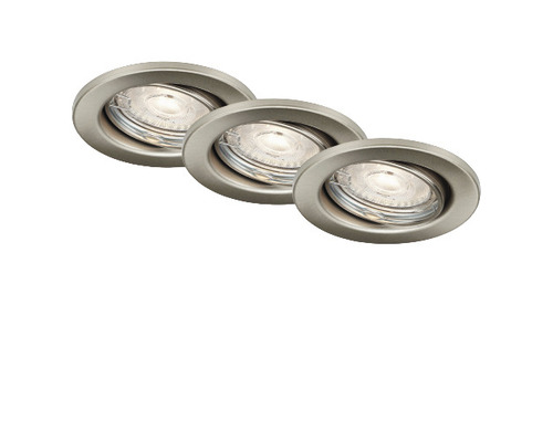 LED inbouwspots set, 3-delig, dimbaar, IP23, 3 x 5W, 3 x 460 lm, 3000 K, draaibaar, nikkel/mat, Ø 8,6/6,8 cm, 230V