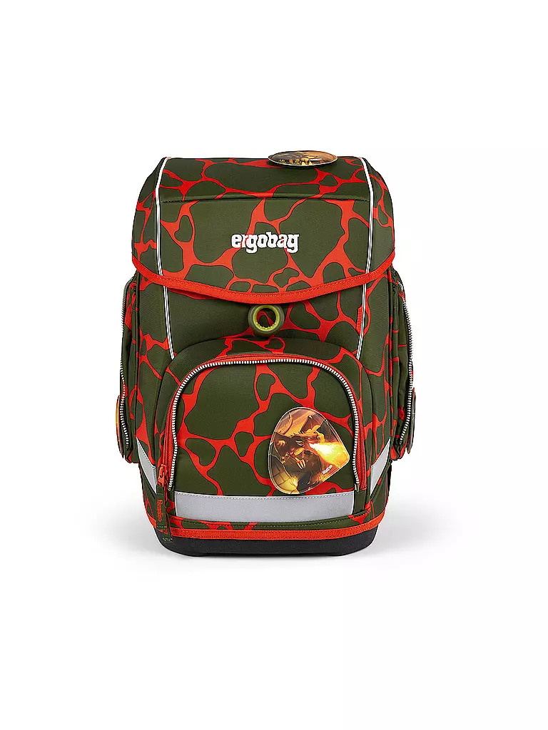 ERGOBAG Schultaschen Set 5tlg CUBO Lumi FeuerspeiBär olive