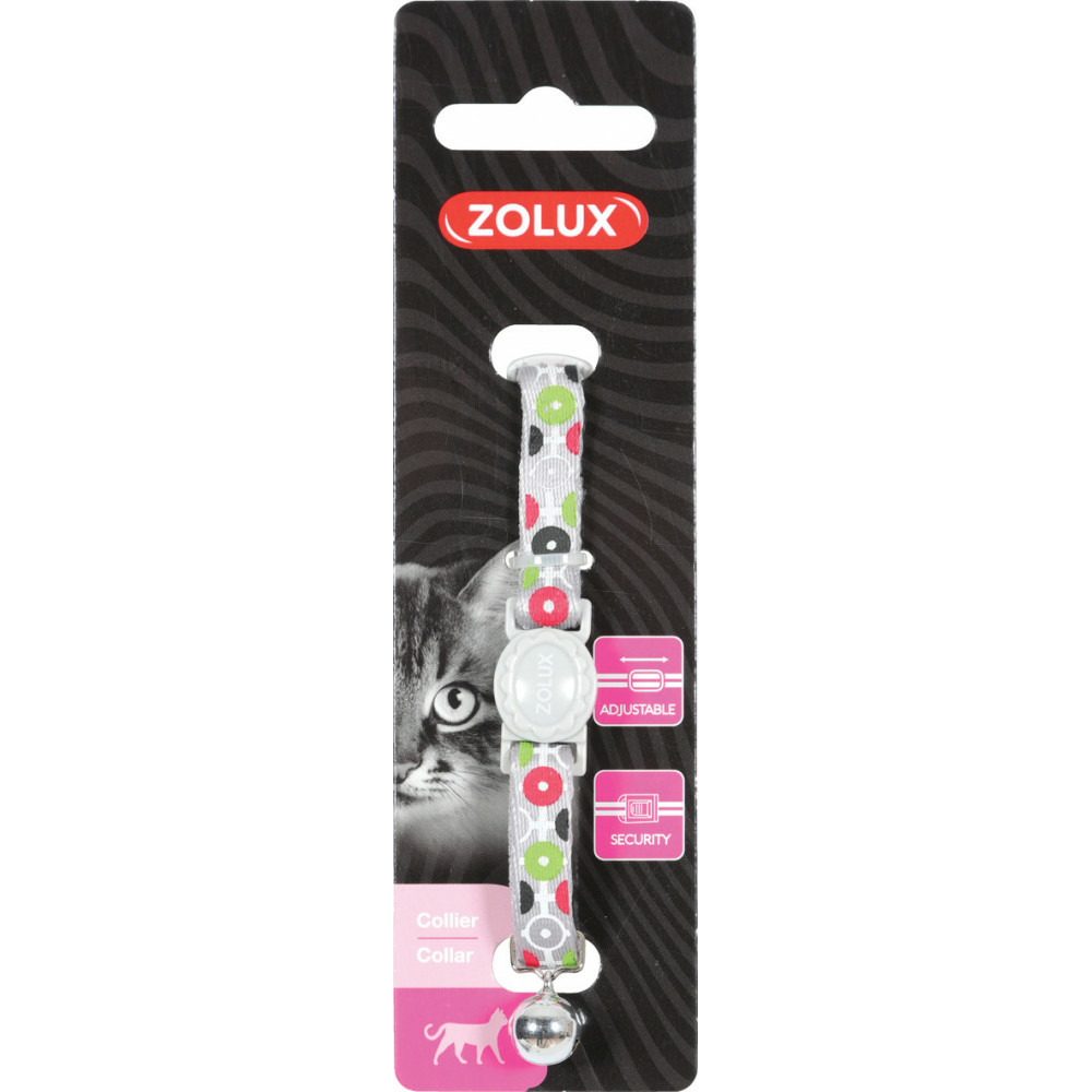 Collier arrow nylon réglable de 17 à 30 cm gris pour chat