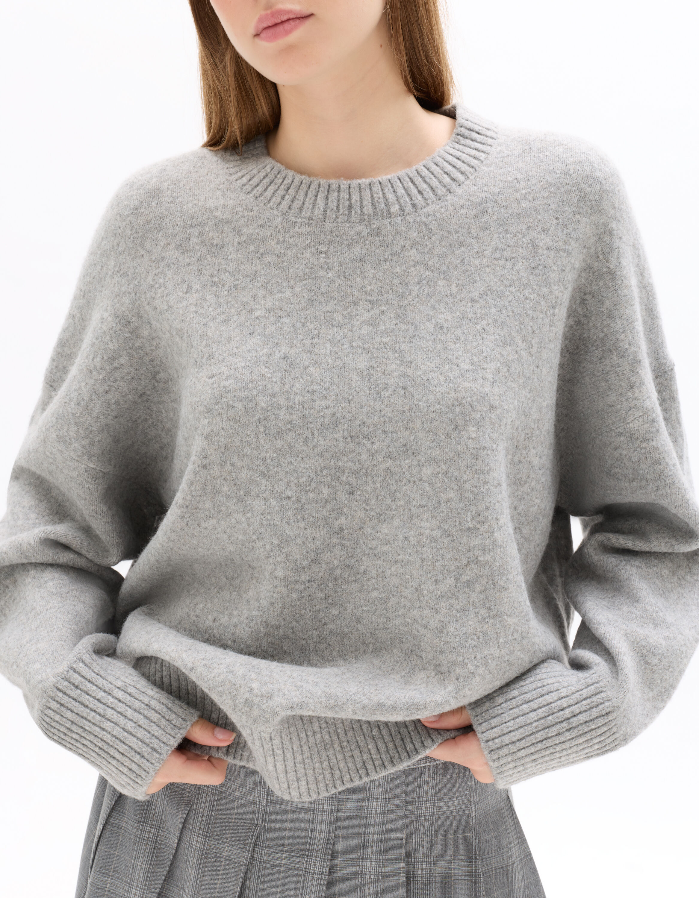 Pull col rond cosy knit - gris