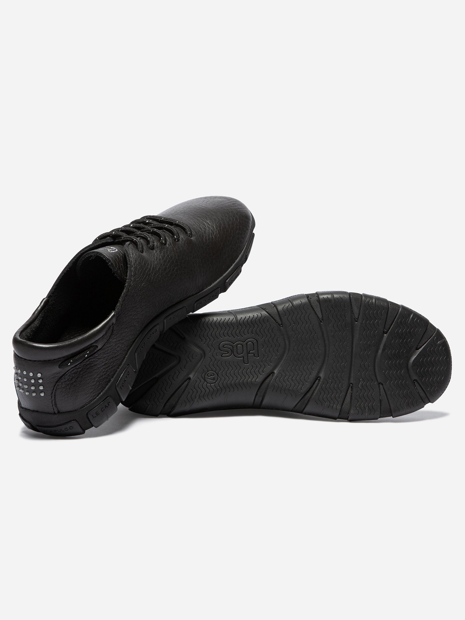 Tennis Femme Confort Cuir Noir