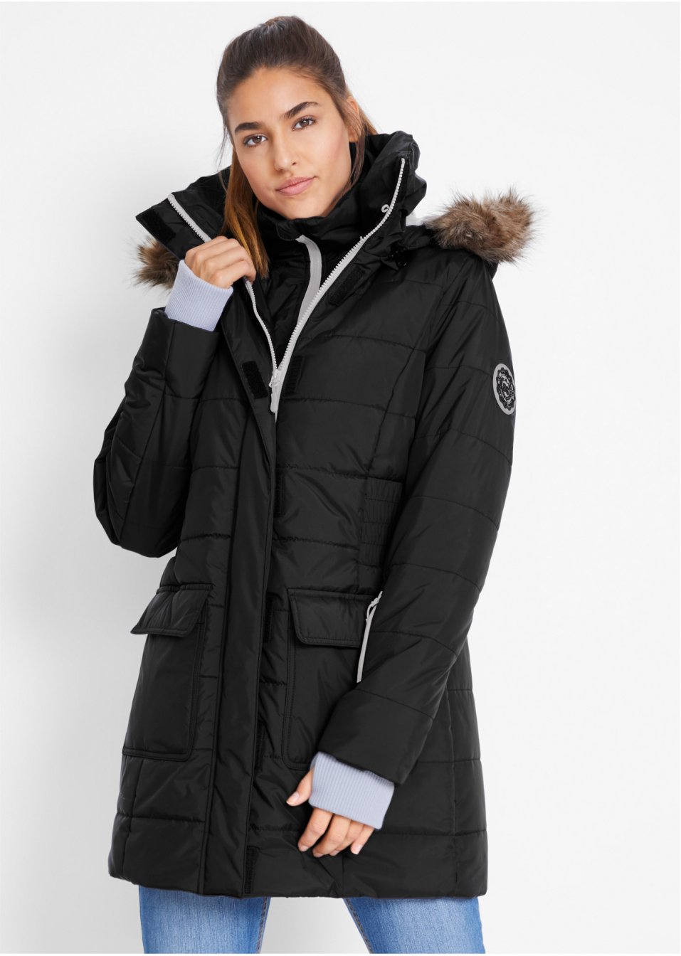 Veste longue fonctionnelle style 2-en-1, matelassée et imperméable