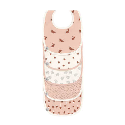 Lot de 5 bavoirs éponge Lapin Rose - LASSIG
