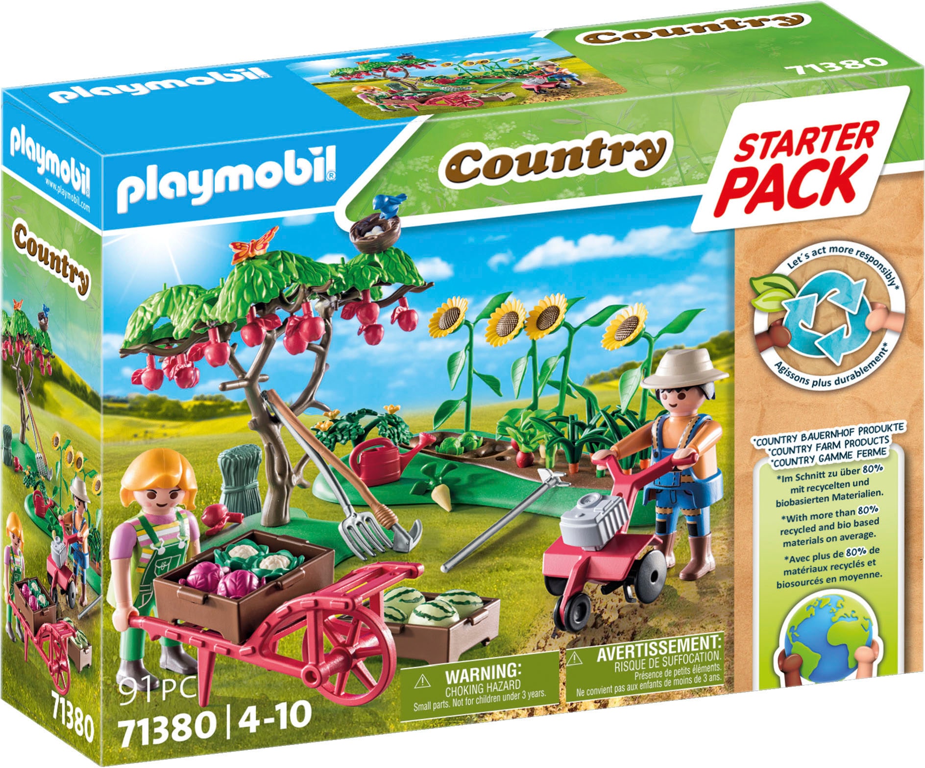 Playmobil® Konstruktions-Spielset »Starter Pack, Bauernhof Gemüsegarten (71380), Country« teilweise aus recyceltem Material