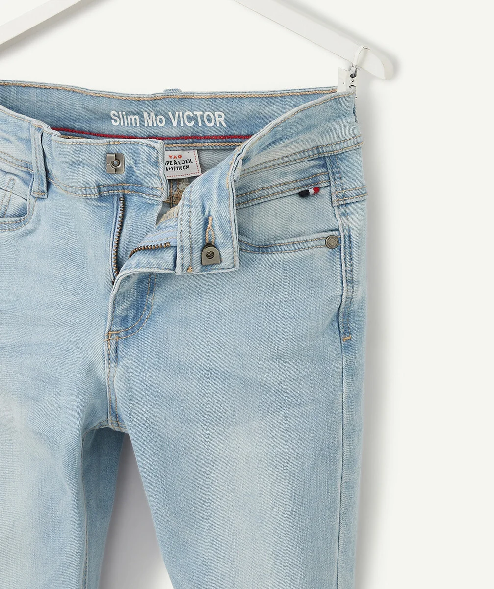 VICTOR LE PANTALON SLIM BLEU CLAIR EN DENIM LESS WATER TAILLE +