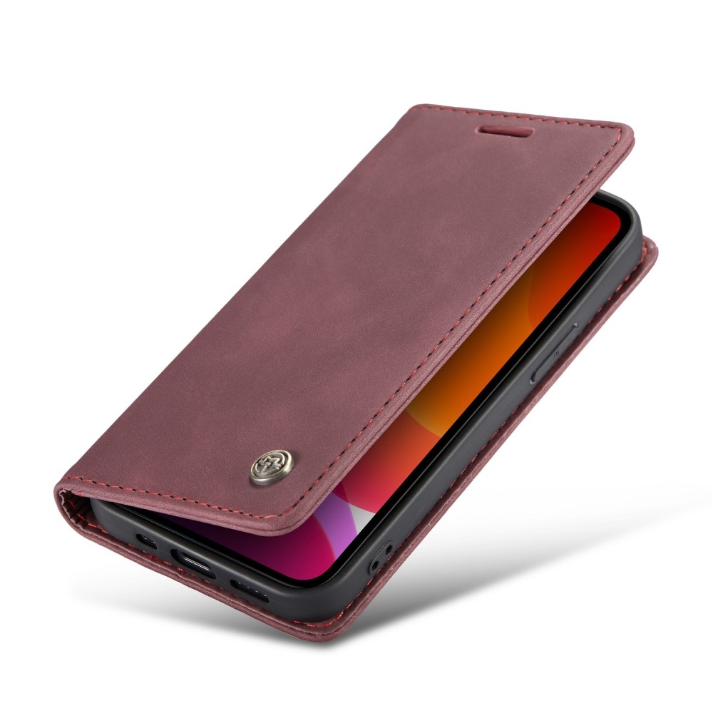 iPhone 12 / iPhone 12 Pro Leder Tasche Flip Wallet Etui mit Kartenfächern - Rot