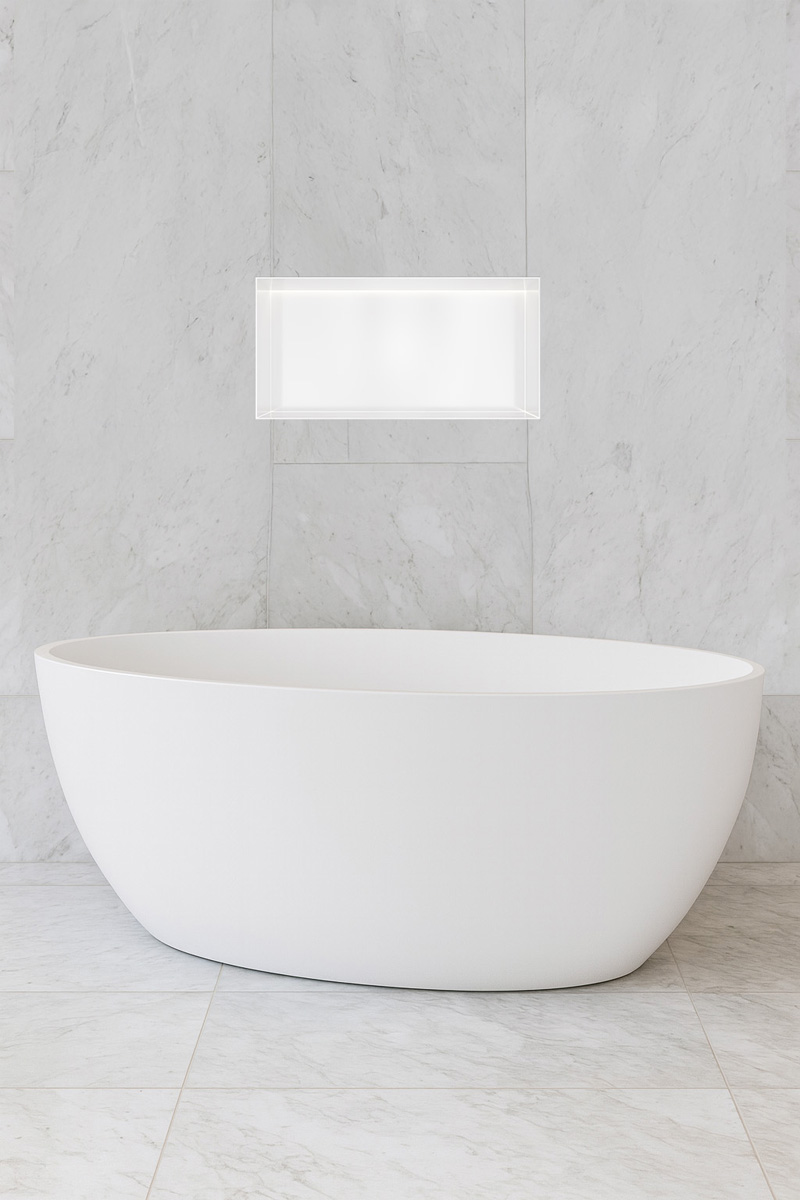 Hotbath &More frameless inbouwnis met verlichting 30x60x10cm wit mat