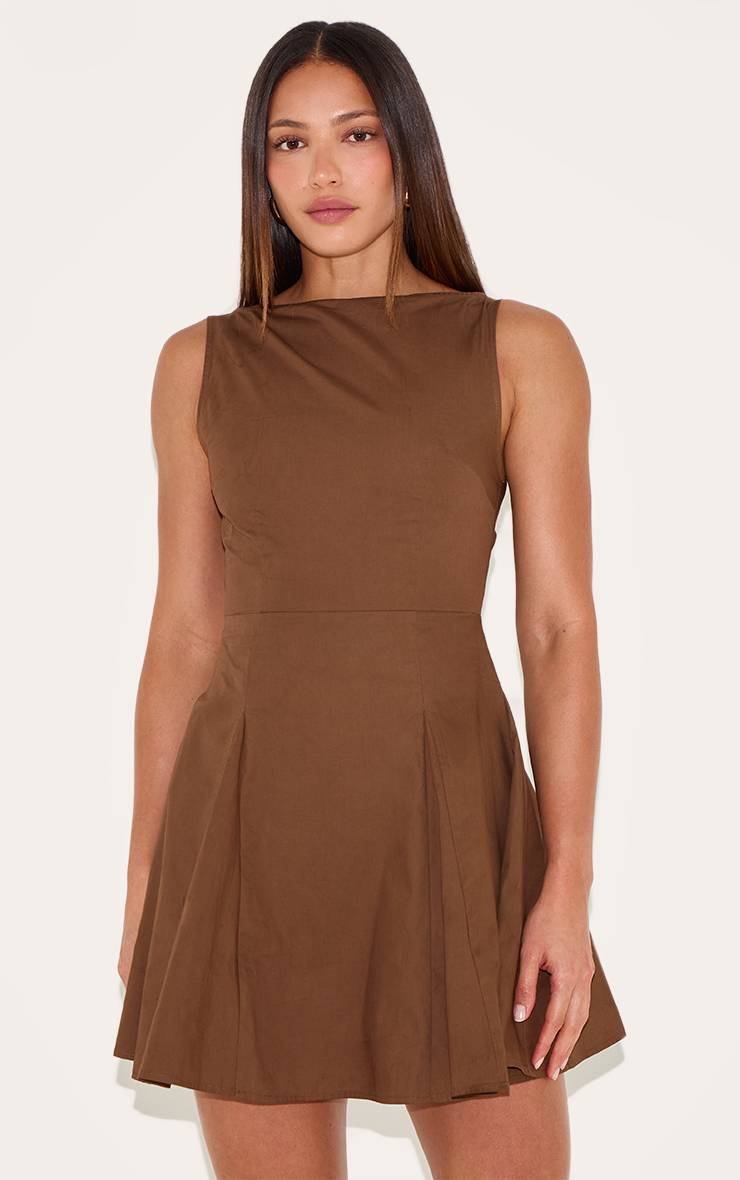 Marron Robe Patineuse Courte Tall