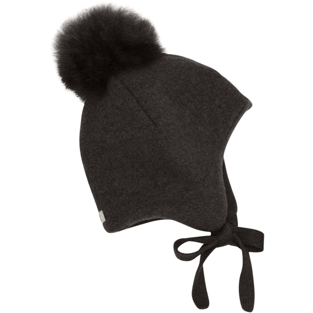 Køb Huttelihut Dark Brown Melange Bonnet Uld Alpaca Pompom