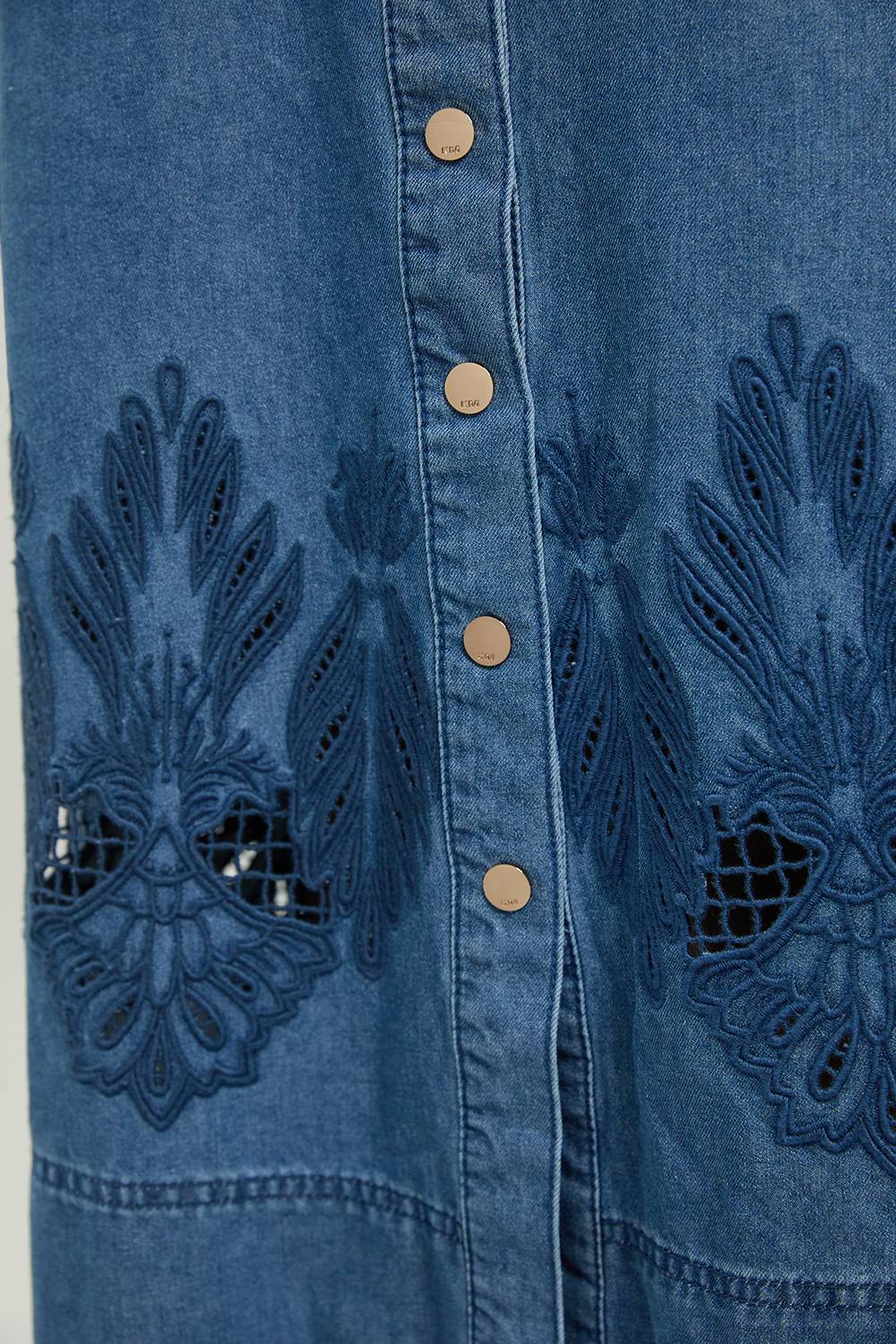 KarenMillen Jupe Midi Évasée En Denim Avec Découpes