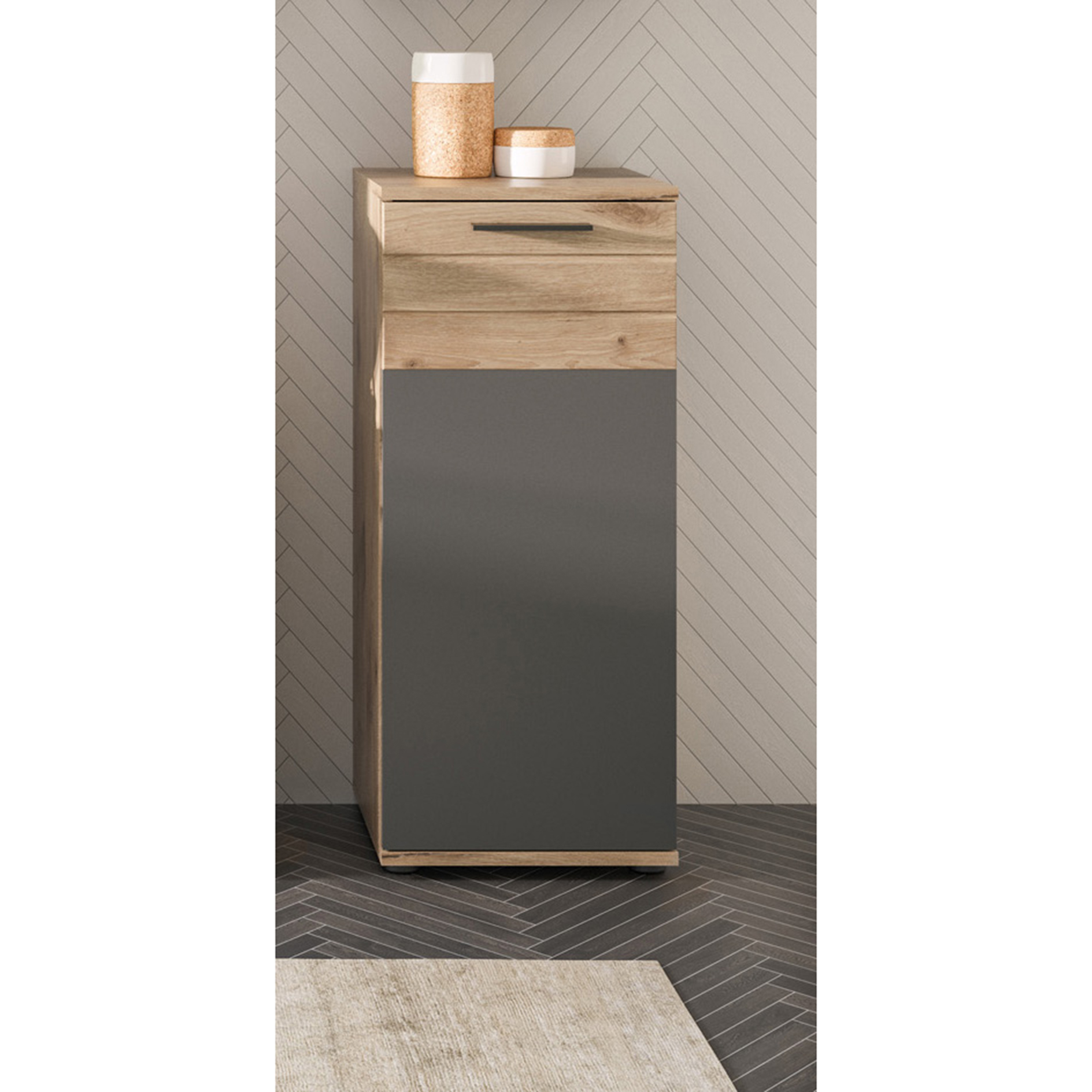 Badstandschrank MASON - Nox Oak - Basalt grau - 37 cm