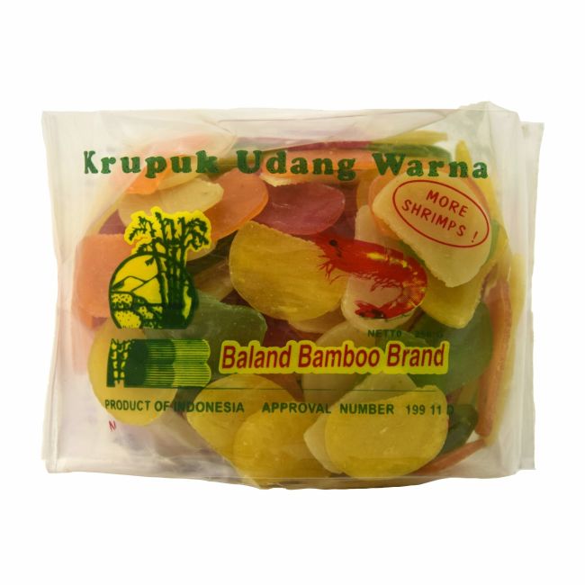 Baland Bamboo Gekleurde Krupuk Udang Warna (ongebakken) 250g