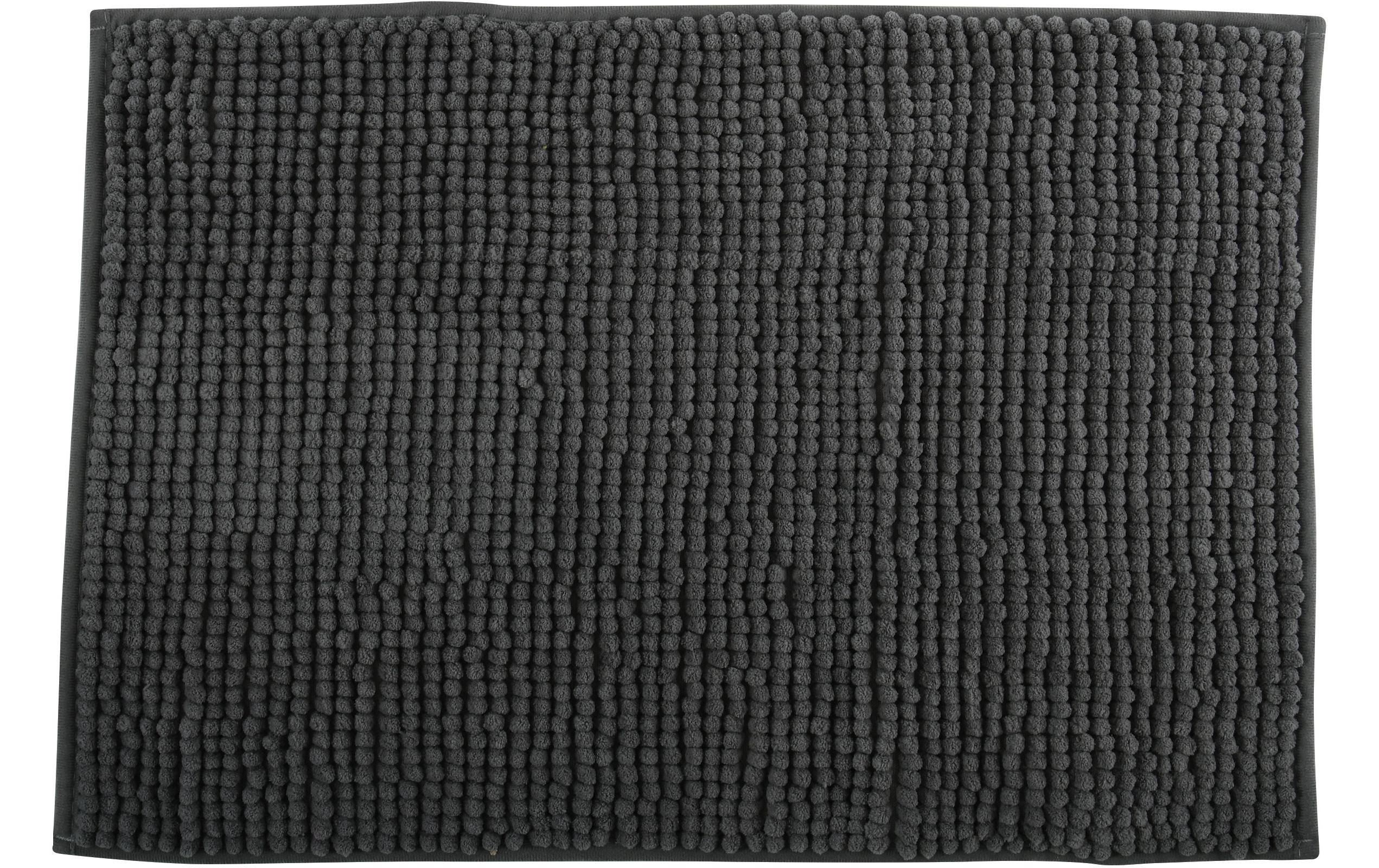 Badteppich Chenille 60 x 90 cm, DunkelgrauBadematte mit rutschfester Unterseite
