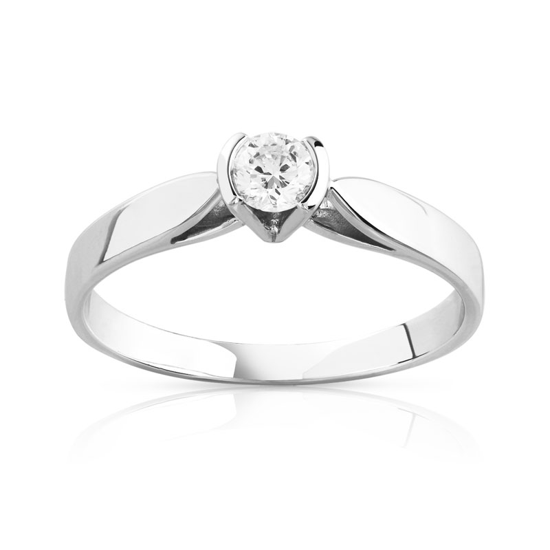 Solitaire or 750 blanc diamant 0,2 carat