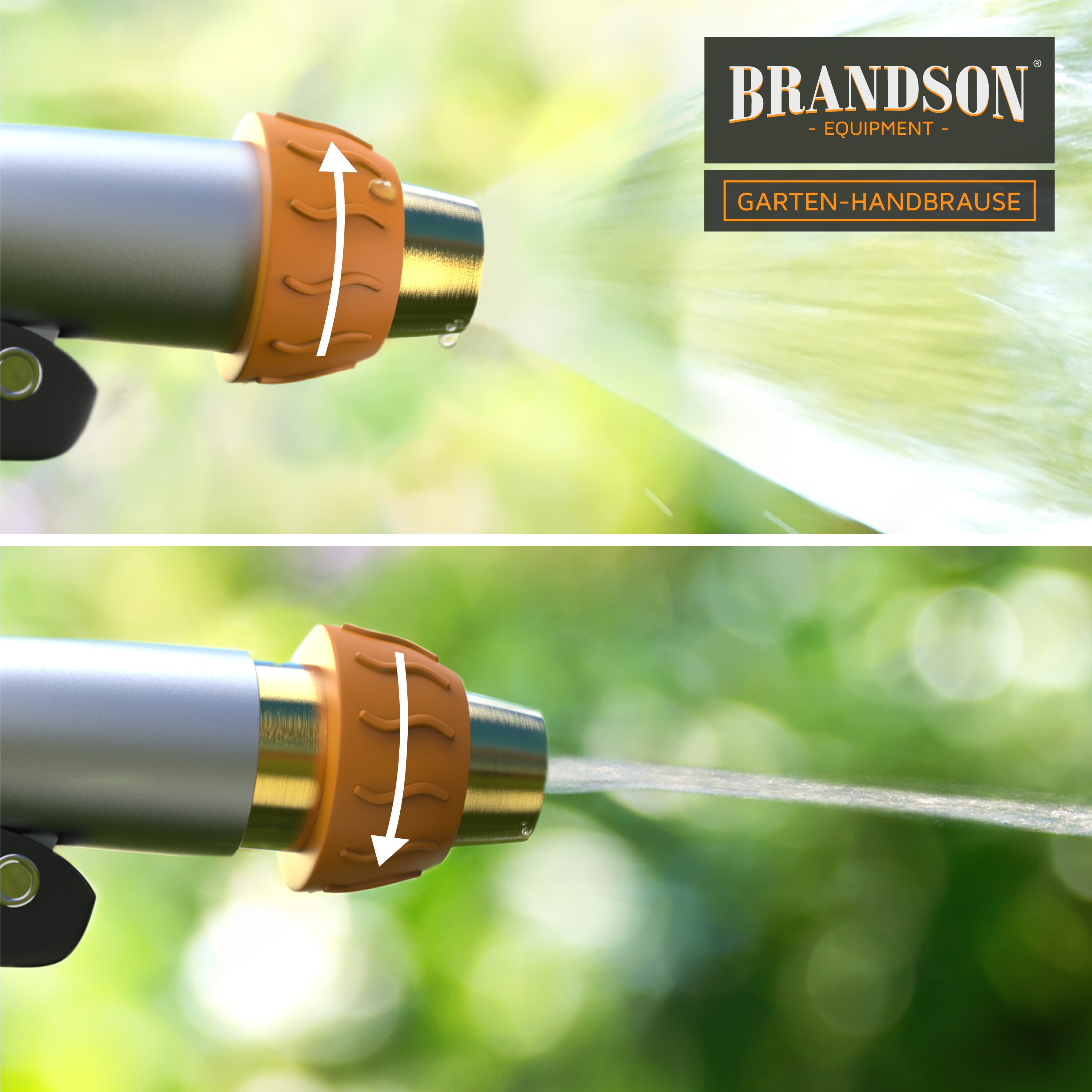 Brandson Garten Handbrause Metall Messing - Gartenbrause - 1/2 Zoll für Gartenschlauch - Pistolengriff mit Halteclip - 170 psi Wasserdruck