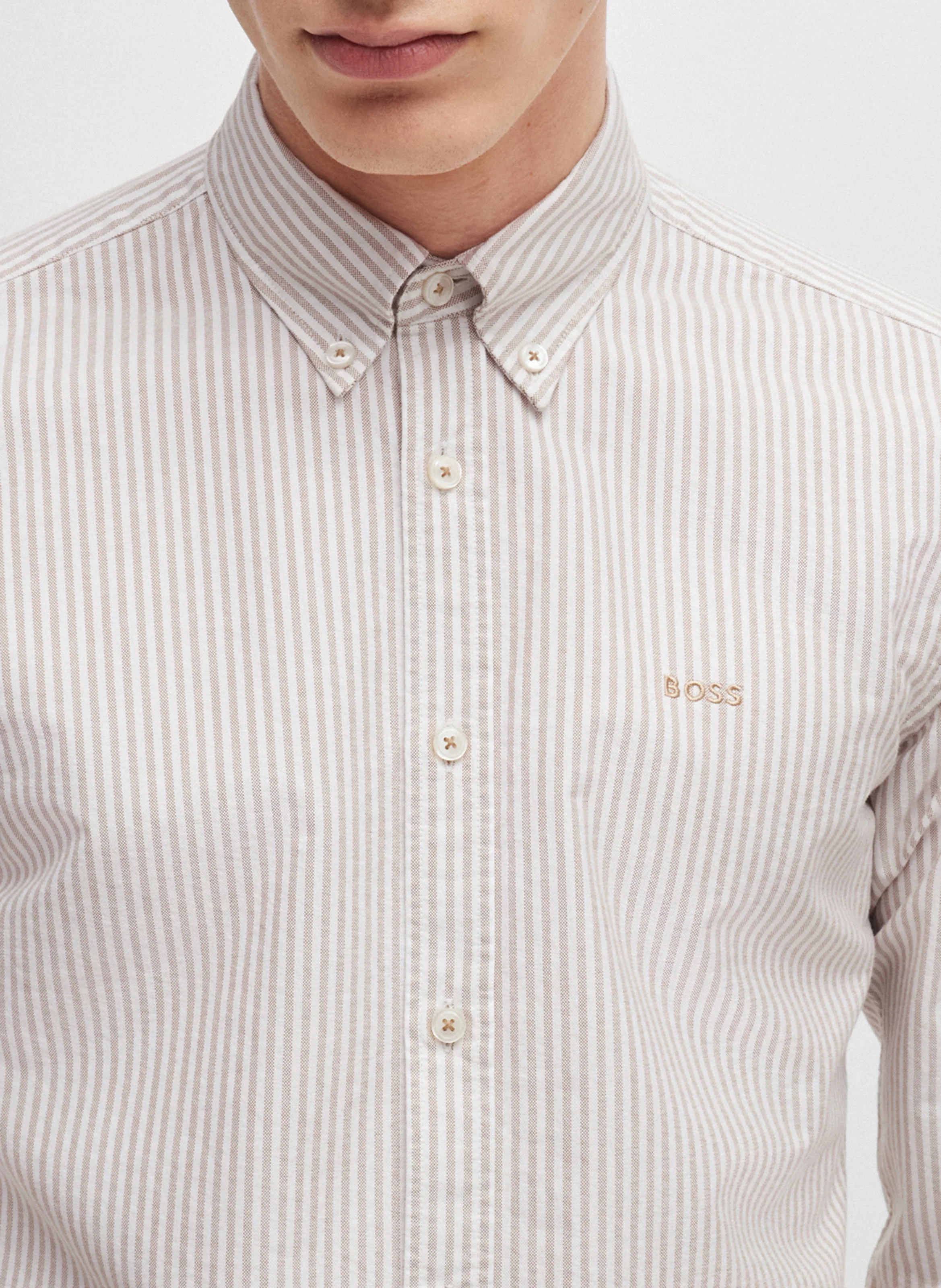 Chemise rayée en coton | Beige