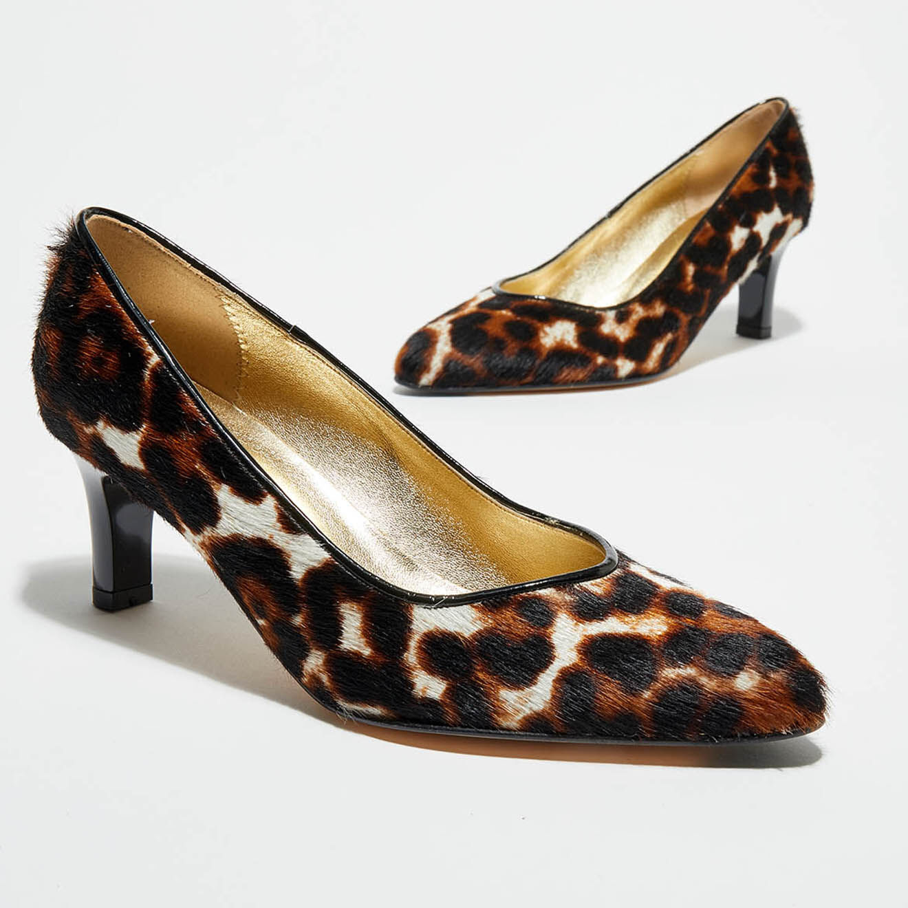 Azurée Cannes Escarpins en Cuir façon poney Olya léopard - Talon 5.5 cm