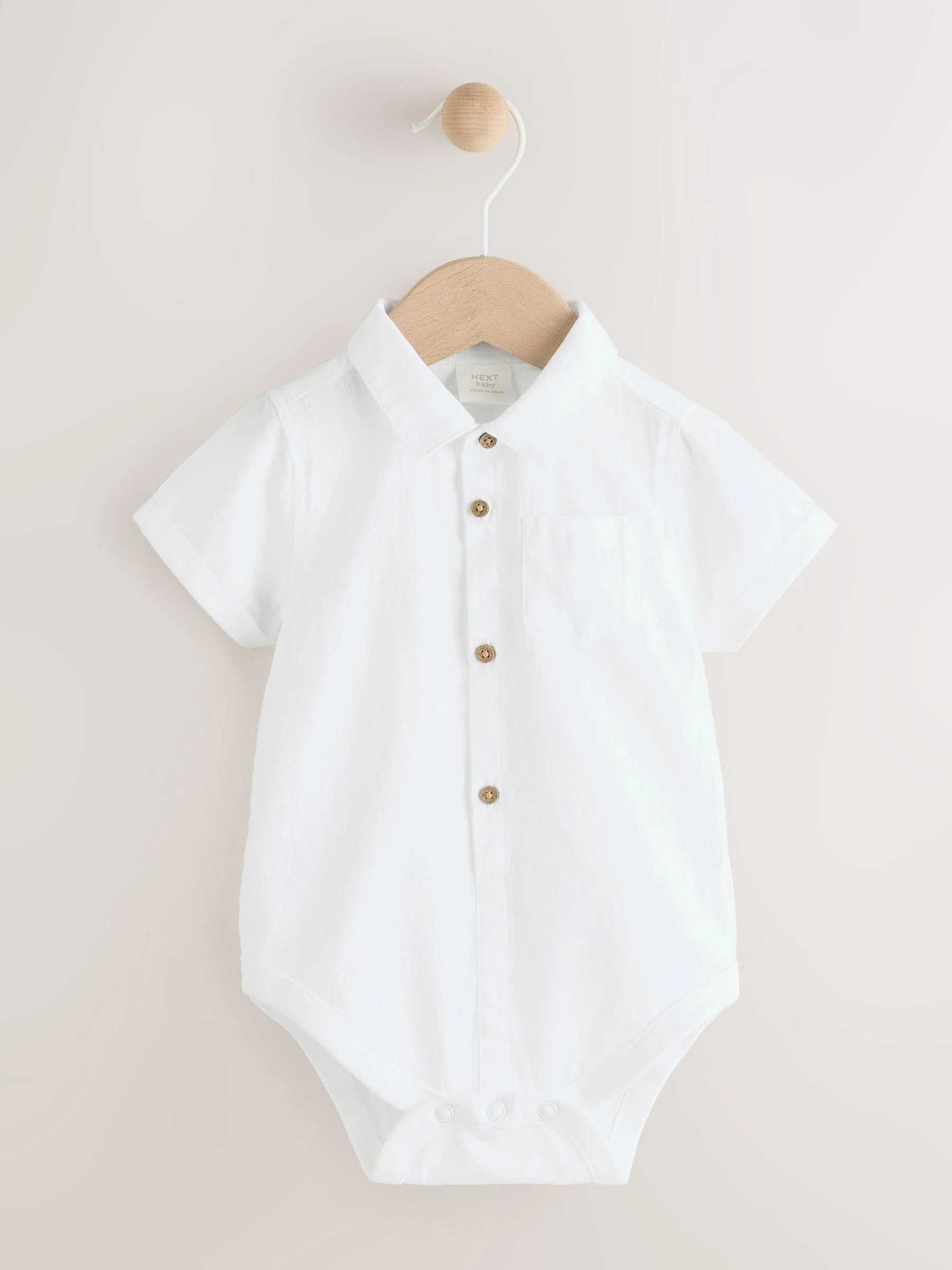 Wit - Baby-shirtromper met korte mouwen