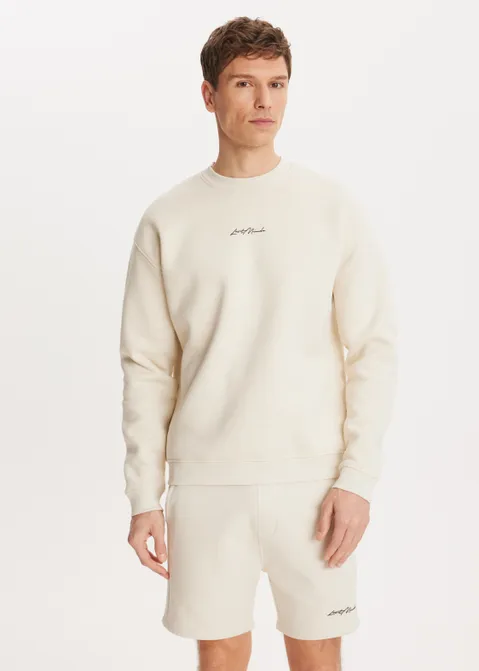 Brushed written sweater off-white (ECRU)