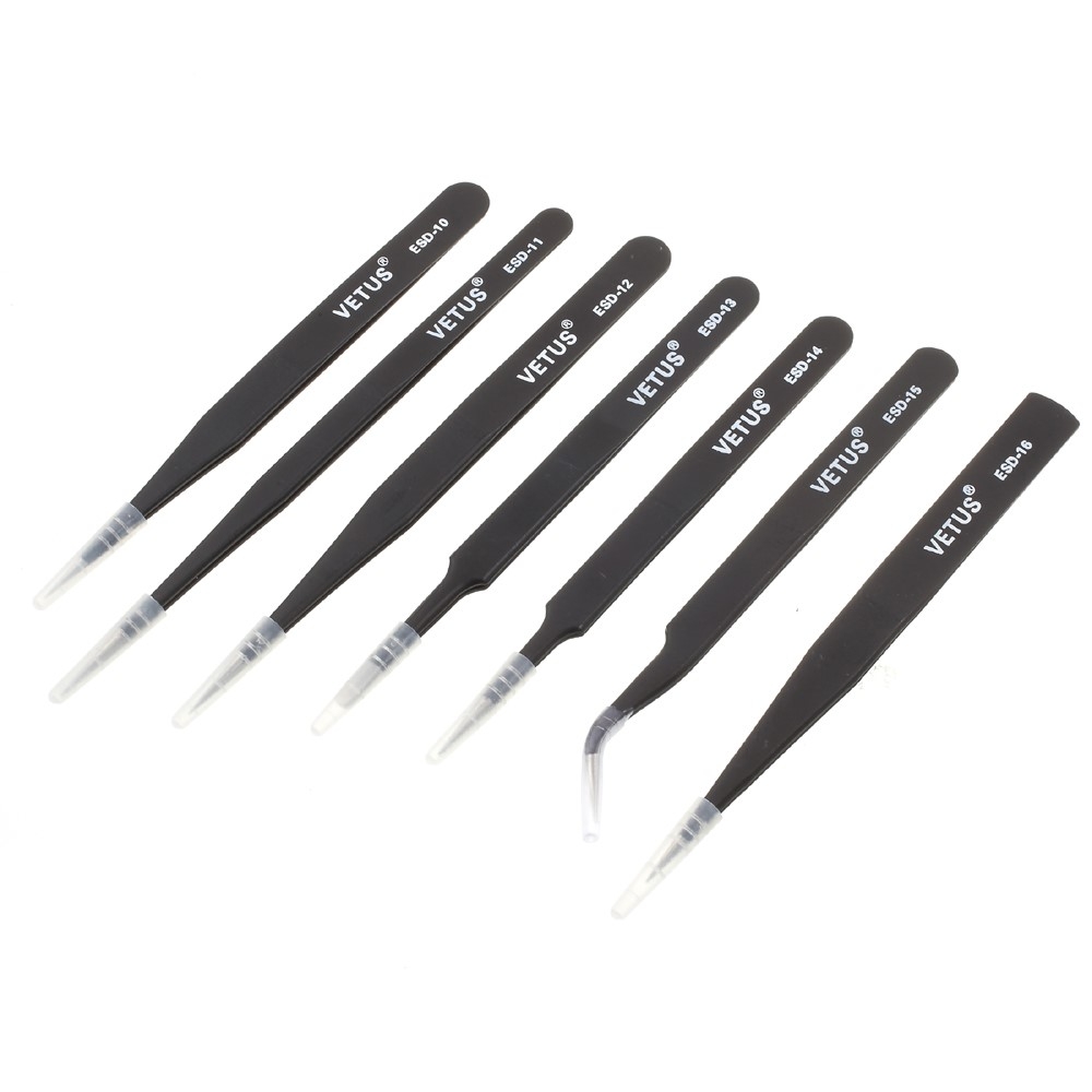 (7-tlg. Set) Universal Präzisions Pinzetten Set - Schwarz