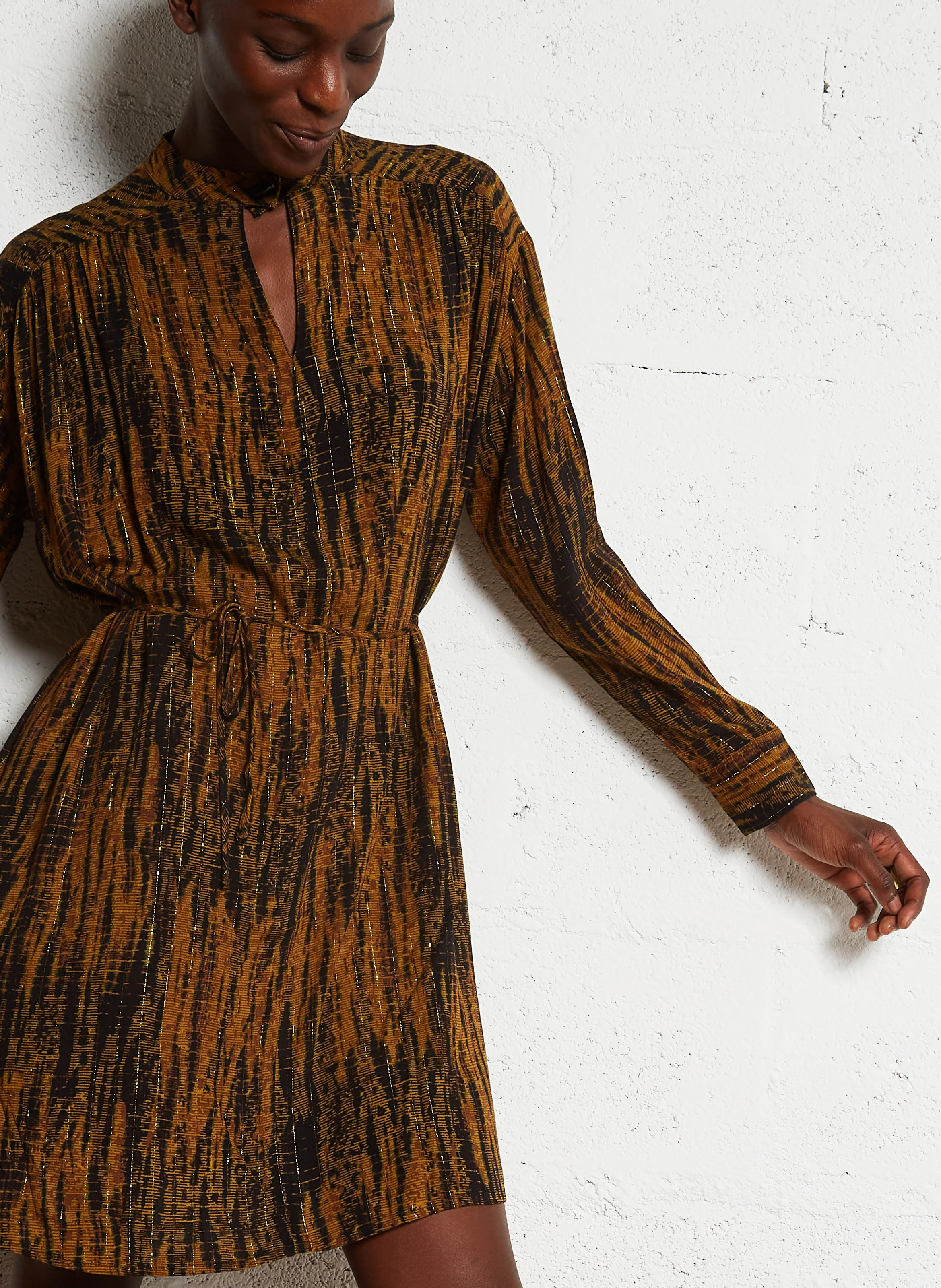 ROY - Robe ample à col mao | Marron