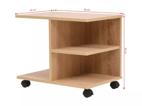 Étagère à roulettes 50x35x42 cm Chêne